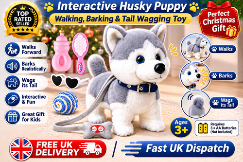 Walking barking husky puppy - husky,